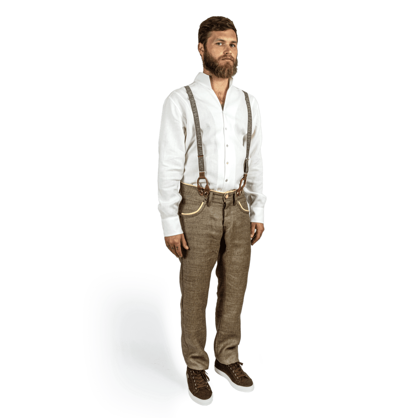 Strizi Herren Leinenhose Hosentraeger 1 - Strizi Linen trousers with suspenders brown