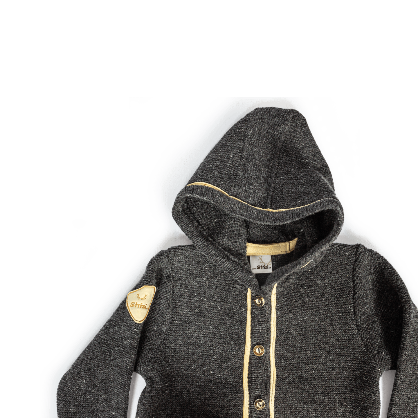 Strizi Kinder Kapuzenstrickjacke 3 - Strizi Children‘s hooded jacket grey