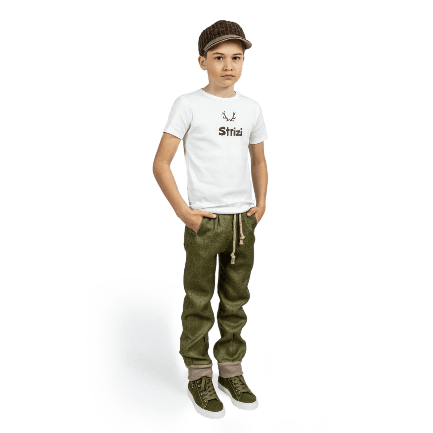 Strizi Kinder Striz Shirt weiss 1 - Strizi Kids Felt cap green
