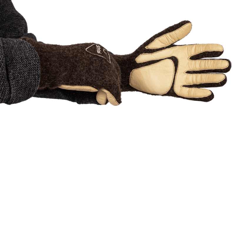 Strizi Handschuh Leder 3 - Strizi gewalkter Handschuh mit Leder
