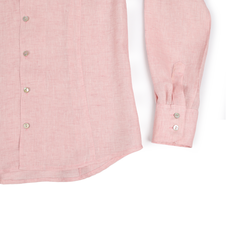 Herrenhemd rosa detail - Strizi Leinenhemd rosa
